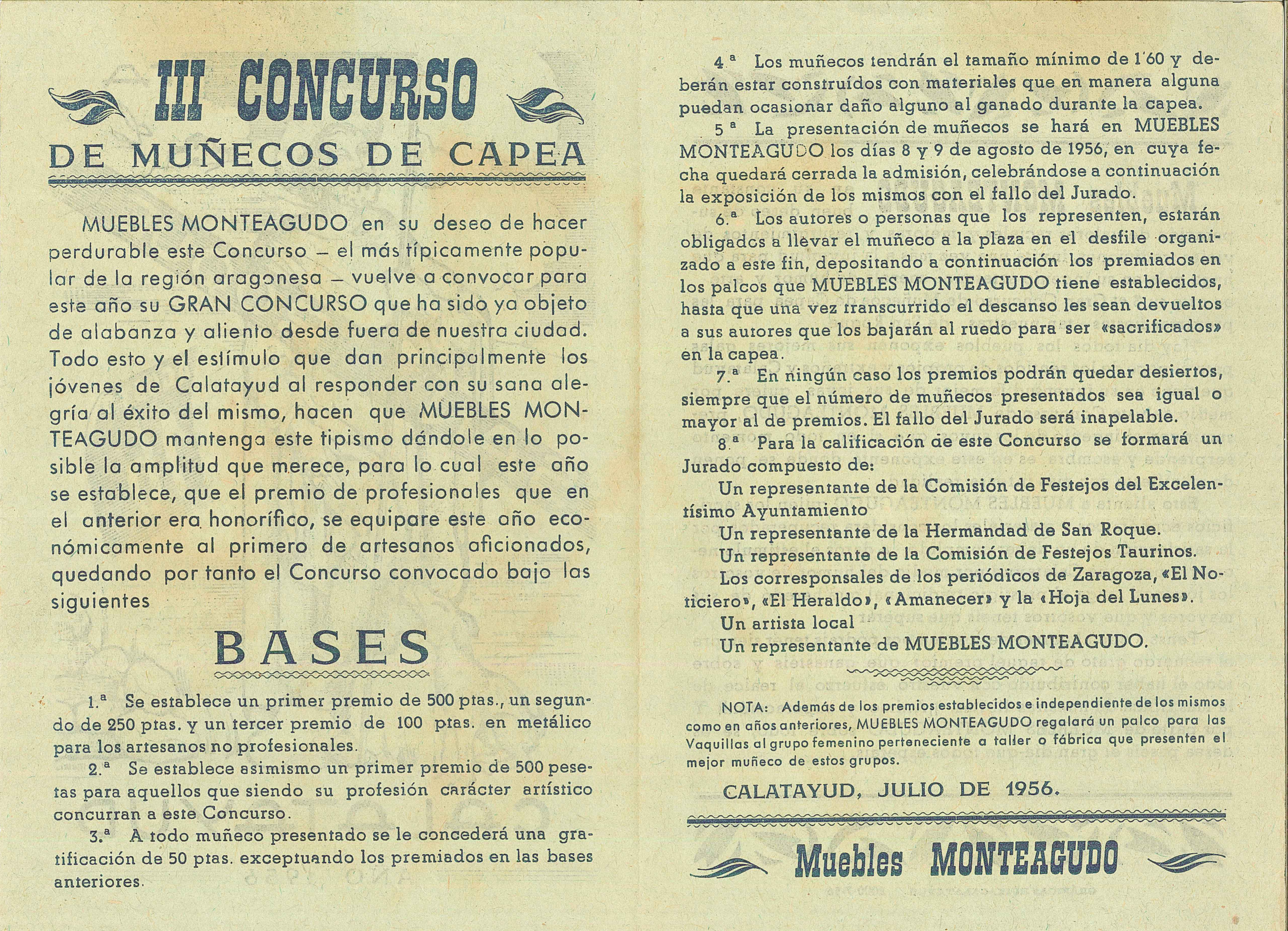 Panfleto III Concurso de Muñecos de Capea 1956 B