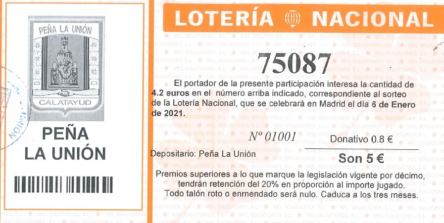 Lotería del Niño 2021 Peña La Unión